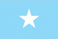 Flagget til Somalia er lyseblått med en hvit femtagget stjerne. Det lyseblå symboliserer hav og himmel (og er FNs blåfarge) Stjernen symboliserer fem regioner på Afrikas horn som har somalisk befolkning